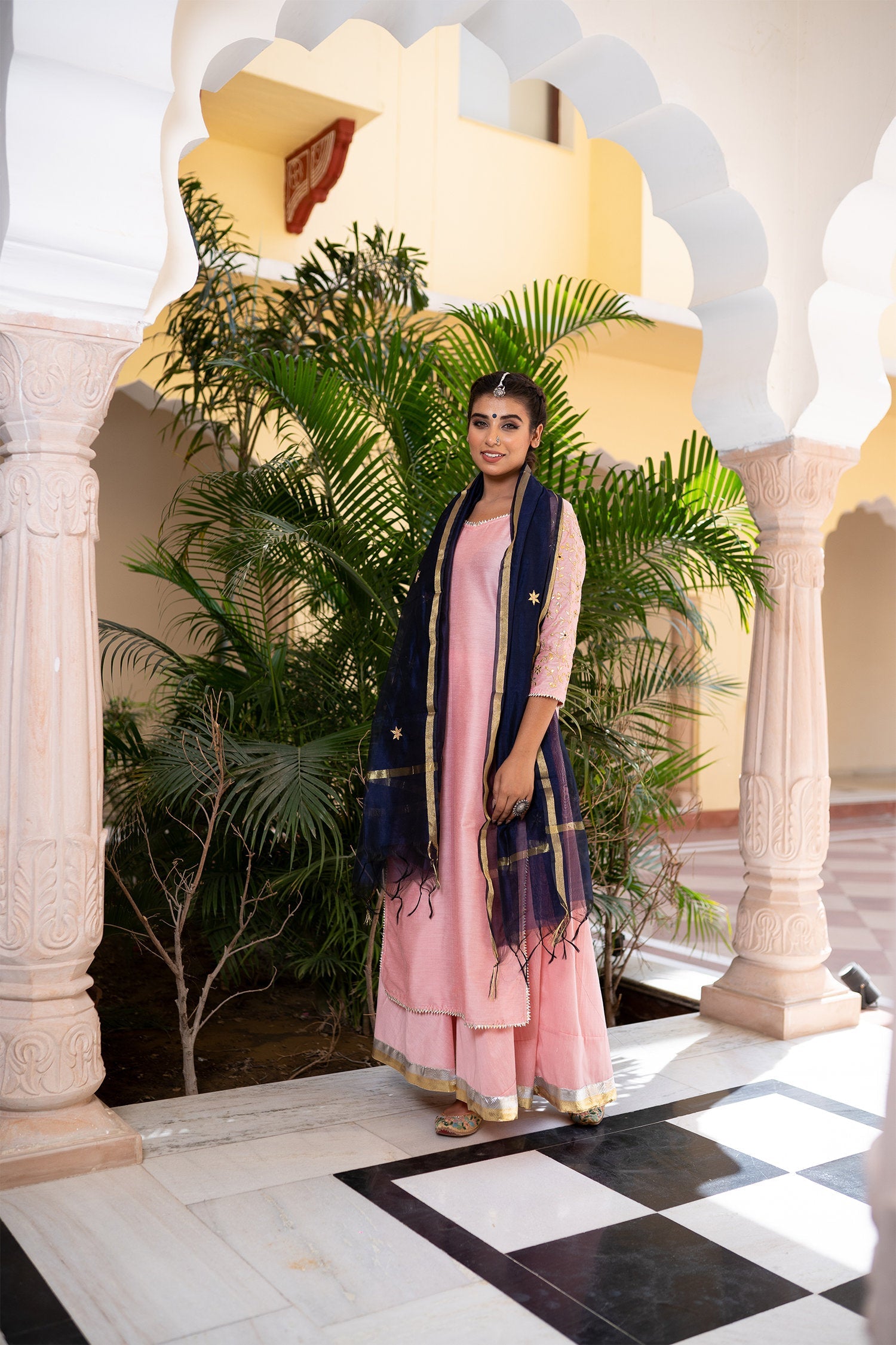 Blush Pink Cotton Silk Gota Patti Suit Set