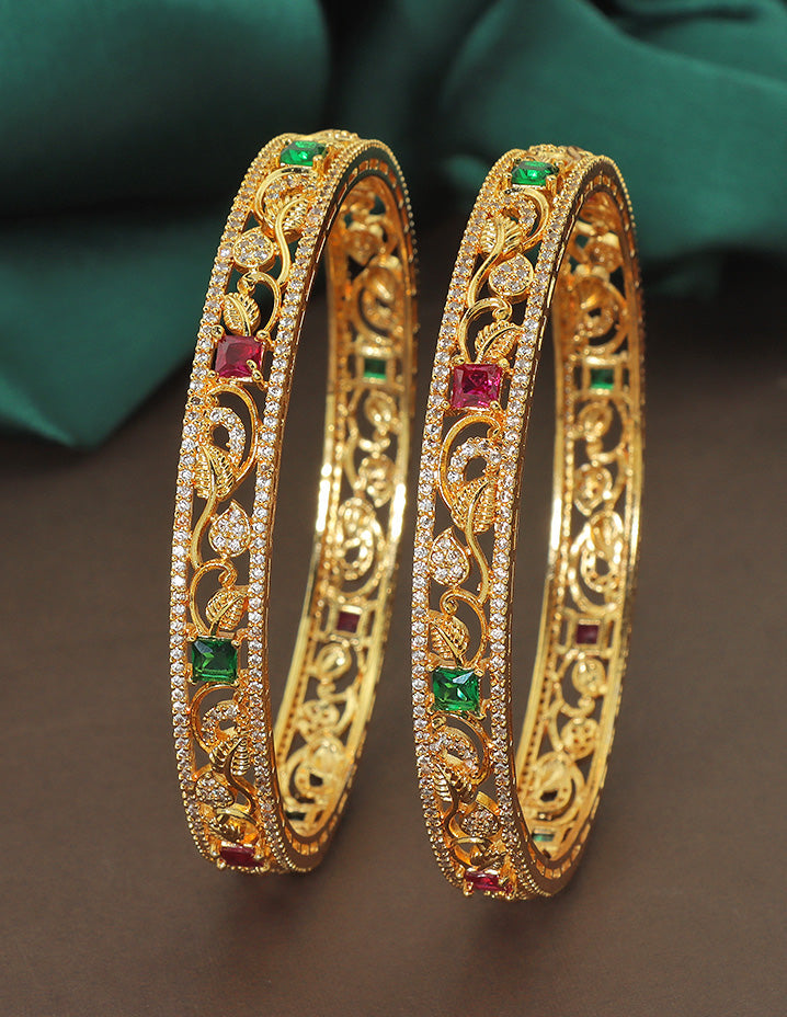 Designer Zirconia Gold Plated Bangles