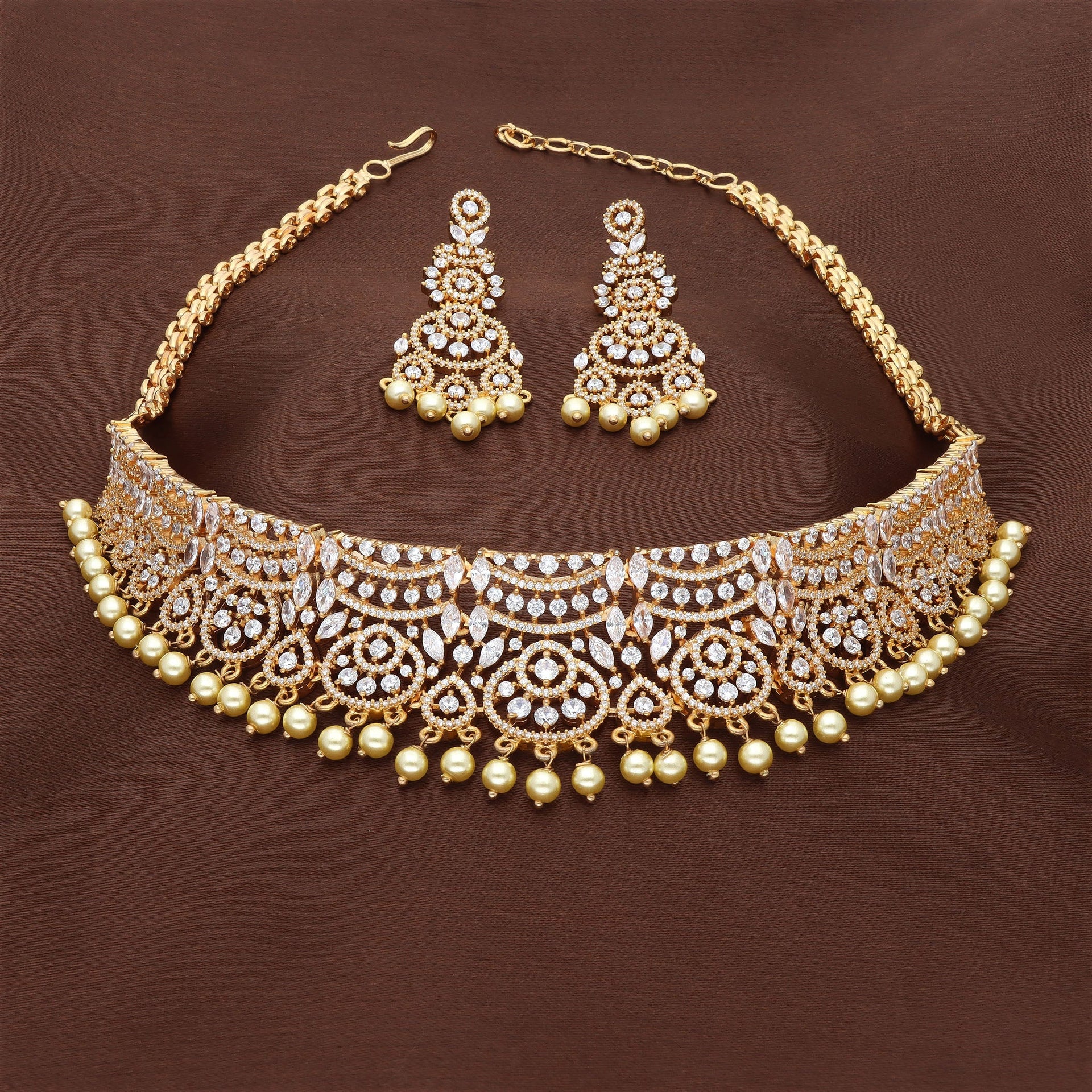 Zirconia Gold Choker Set