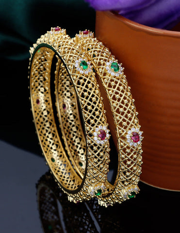 Designer Zircon Gold Plated Bangles ZBGL10934