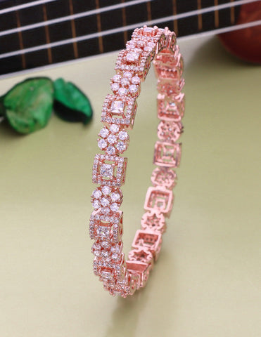 Zircon Floral Rose Gold Kada Bangle