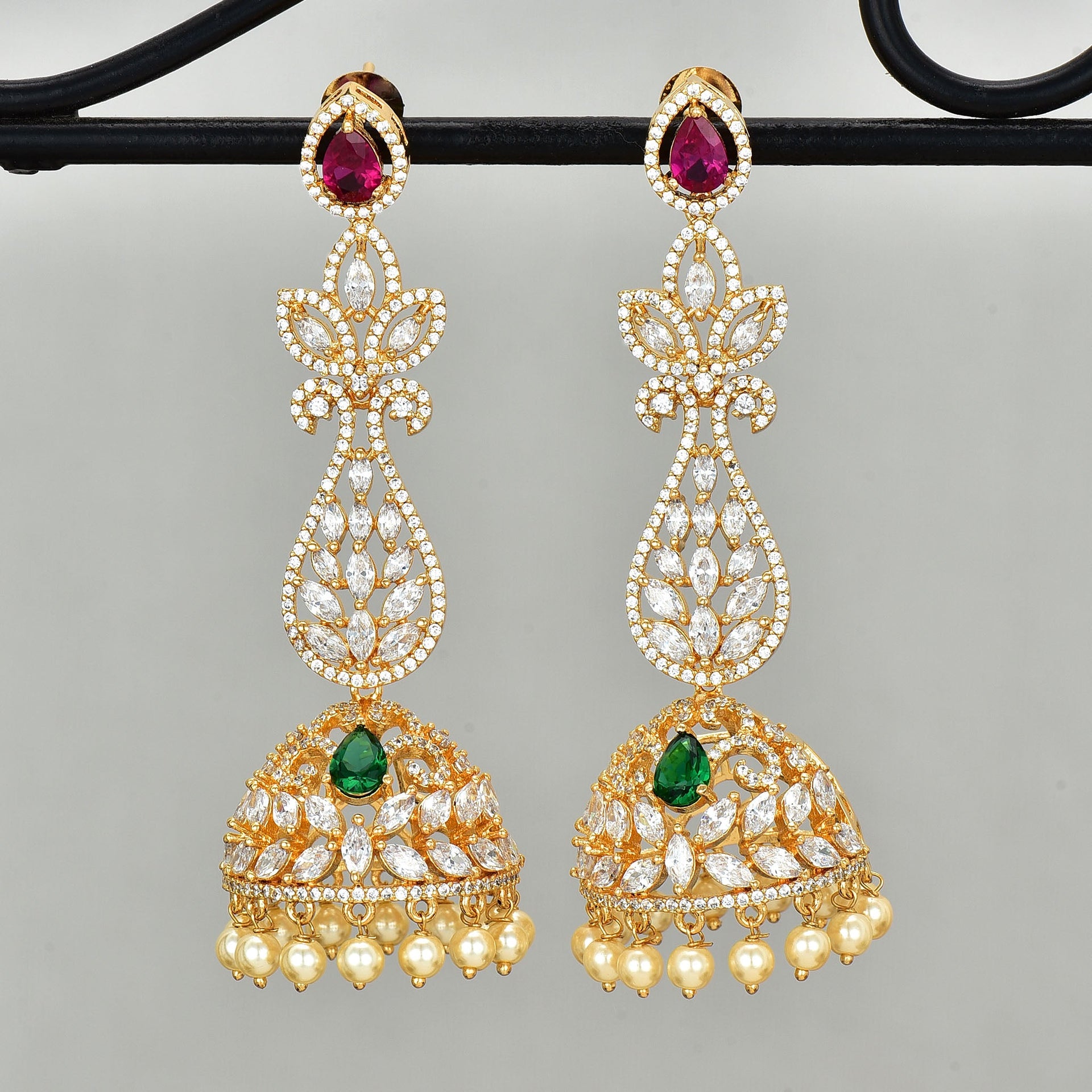 Designer Zirconia Jhumka Earrings