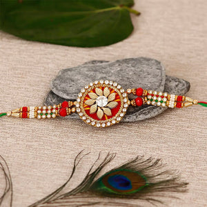 Premium Pearl Designer Rakhi with Roli Chawal