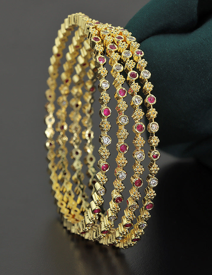 Designer Zirconia Crystal Charm set of 4 Bangles