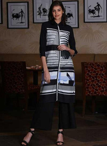 Black Printed kurta