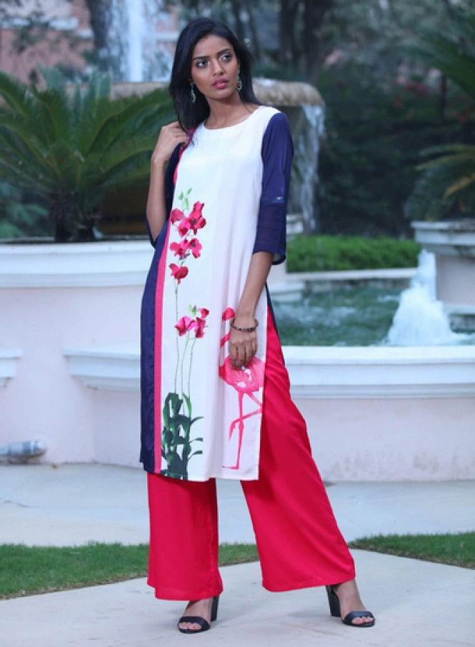 Pink Embellished kurta