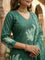 Bottle Green Muslin Floral Printed Three Piece Set