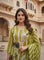 Lime Green Linen Digital Print Three Piece Set