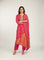 Magenta Muslin Digital Print Three Piece Set