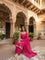 Magenta Organza Hand Embroidered Three Piece Set