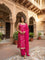 Magenta Organza Hand Embroidered Three Piece Set