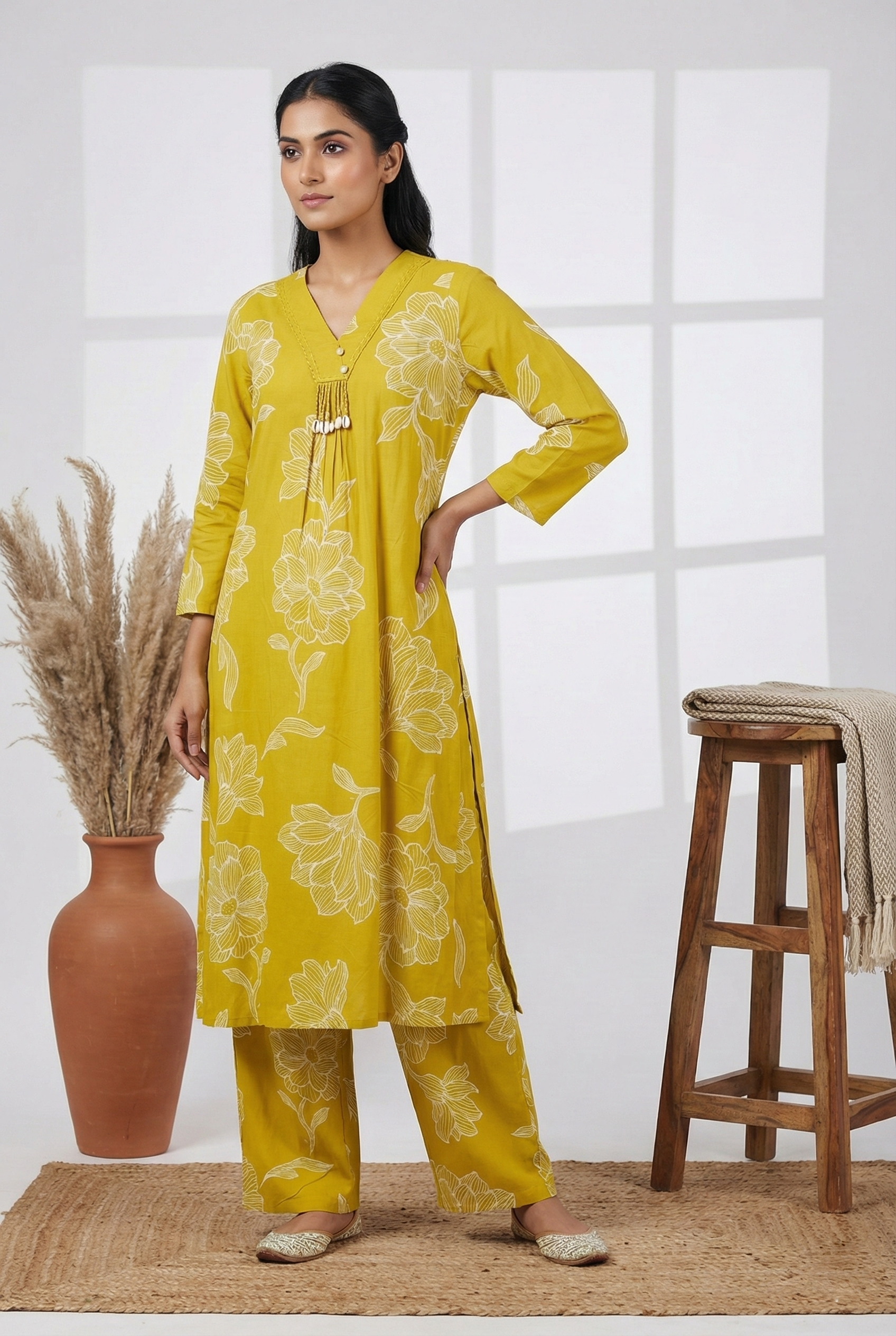 Mehadi Green Rayon Digit Print Two Piece Set