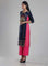 Navy & Pink Round Neck Printed kurta