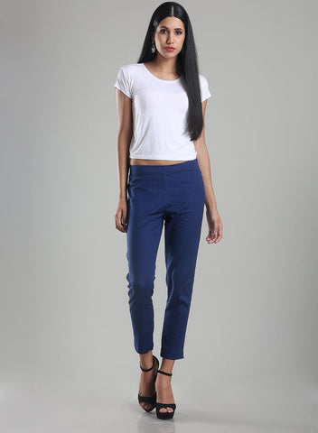 Blue Ankle-Length Trousers