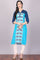 Blue Mandarin Neck 3/4 Sleeve kurta