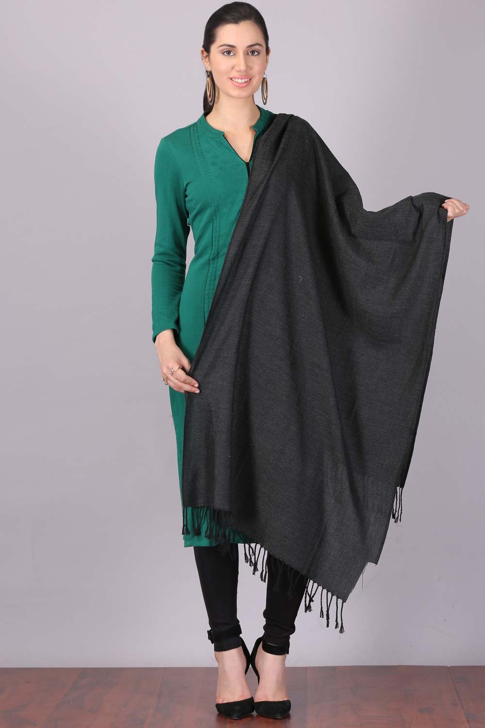 Black Solid Shawl