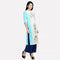 Blue Printed Boat Neck kurta