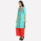 Blue Printed V Neck kurta