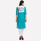 Blue Floral Print 3/4 Sleeve kurta