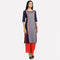 Blue Printed 3/4 Sleeve kurta