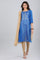 Blue Round Neck Printed kurta