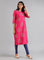 Pink Round Neck Printed kurta