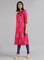 Pink Round Neck Printed kurta