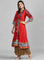 Red Open Front Printed kurta