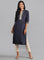 Blue Mandarin Neck Solid kurta