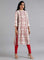 White & Red Mandarin Neck Printed kurta