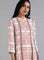 White & Red Mandarin Neck Printed kurta