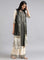 Grey Round Neck Khadi Print kurta