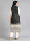 Grey Round Neck Khadi Print kurta