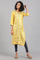 Yellow Round Neck Printed kurta