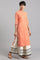 Orange Mandarin Neck Solid Khadi kurta