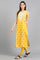 Yellow Round Neck Printed kurta