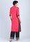 Red Mandarin Neck A-Line kurta