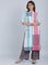 White & Blue Striped Mandarin Neck kurta