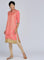 Coral Mandarin Neck Embellished kurta