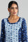 Blue Round Neck Printed kurta