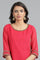 Pink Round Neck Layered kurta