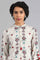 White Round Neck Printed kurta