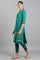 Teal Mandarin Neck Embroidered kurta