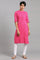 Pink Mandarin Neck Solid kurta