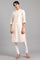 White Mandarin Neck Printed kurta