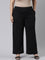 Women Solid Black Ponte Wide Leg Pants