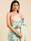 Blue Mysore crepe saree with Zari contrast border