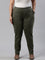 Women Solid Olive Green Mid Rise Suede Treggings