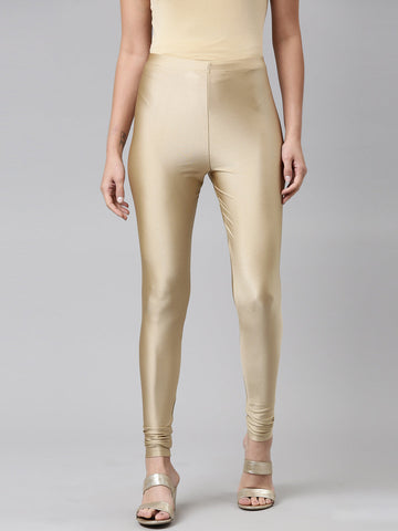 Gold Nylon Stretch Shimmer Churidar
