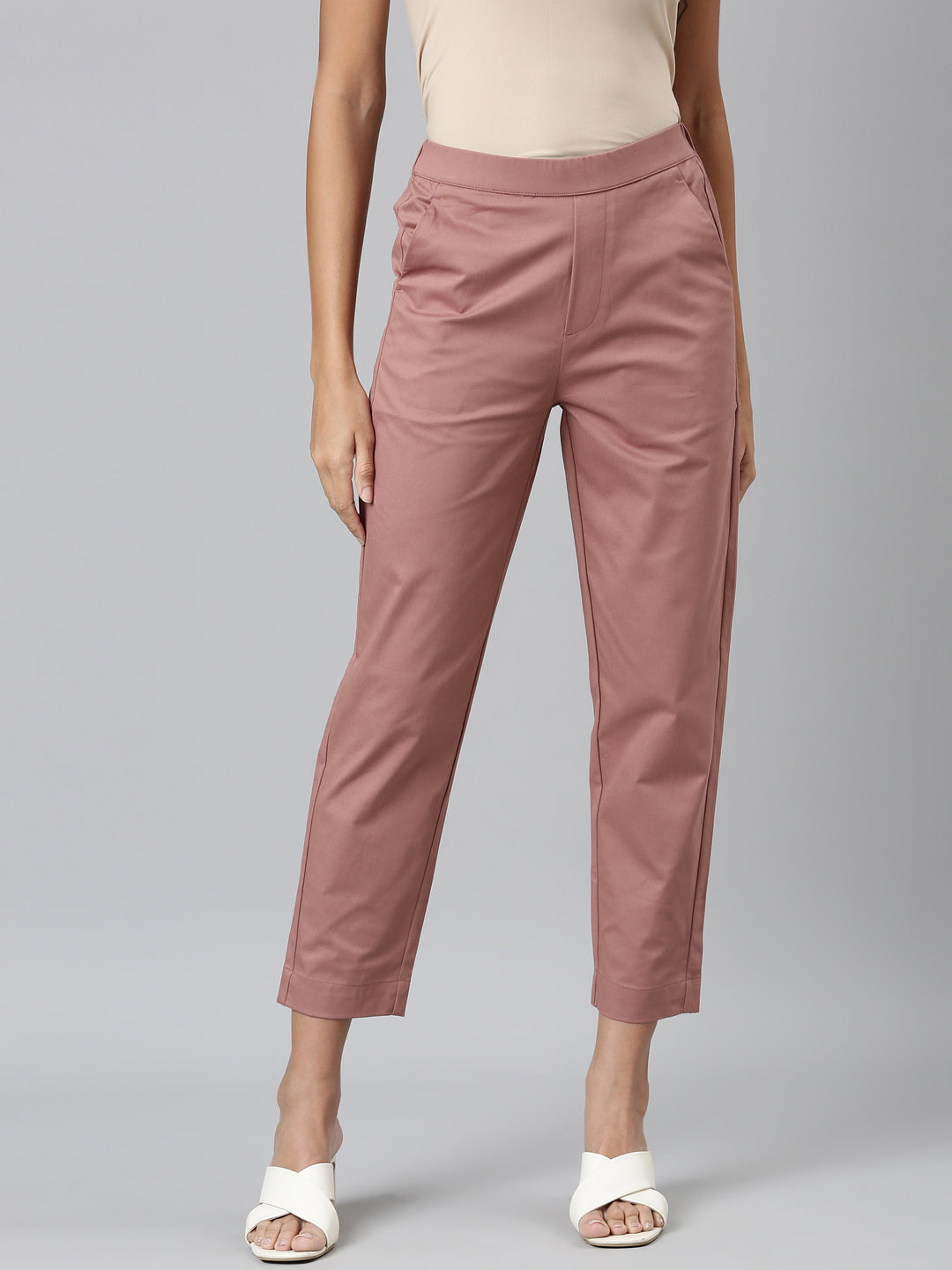 Women Dusty Pink Chinos Trousers